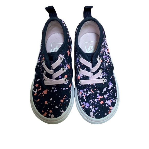 Vans Size 6 Toddler Navy with Pink Paint Splatter - Picture 3 of 5